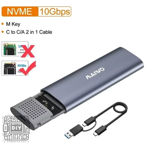 Aluminum NVMe SSD Enclosure USB-C 10Gbps-2 - DIYStoreiq.com
