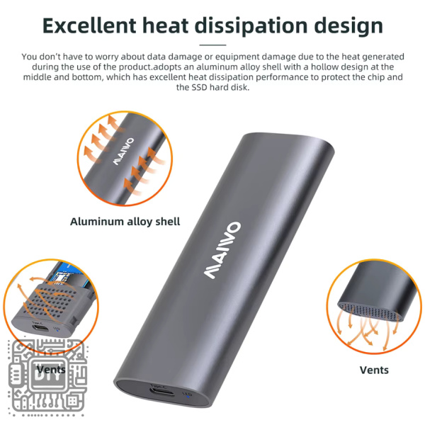 Aluminum NVMe SSD Enclosure USB-C 10Gbps-3 - DIYStoreiq.com