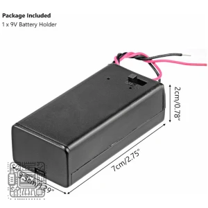 9V Battery Holder with Cover and Switch