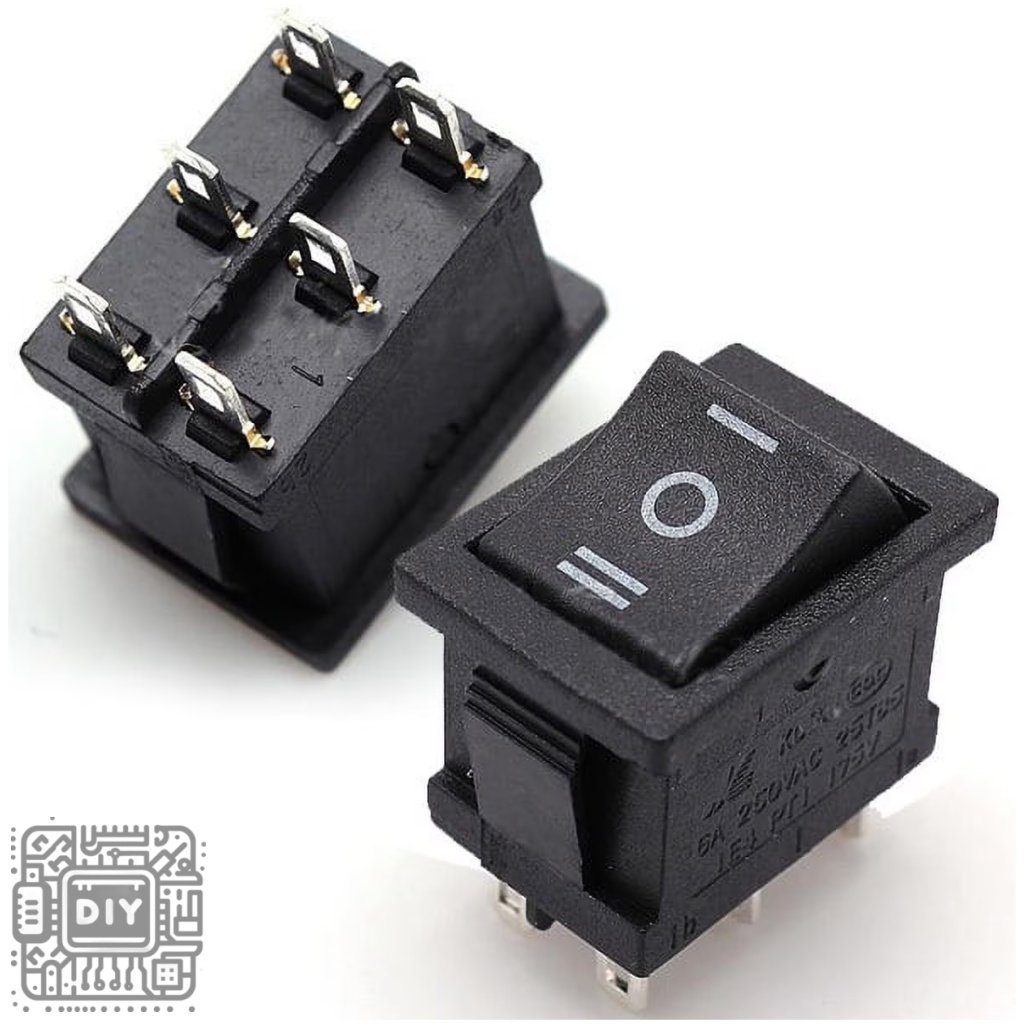 6 Pin DPDT ON-OFF-ON Rocker Switch 250V 10A - DIYStoreiq.com