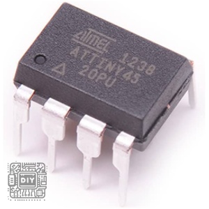 8-pin Atmel ATtiny microcontroller in a small-outline package (SOIC)