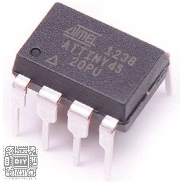 8-pin Atmel ATtiny microcontroller in a small-outline package (SOIC)